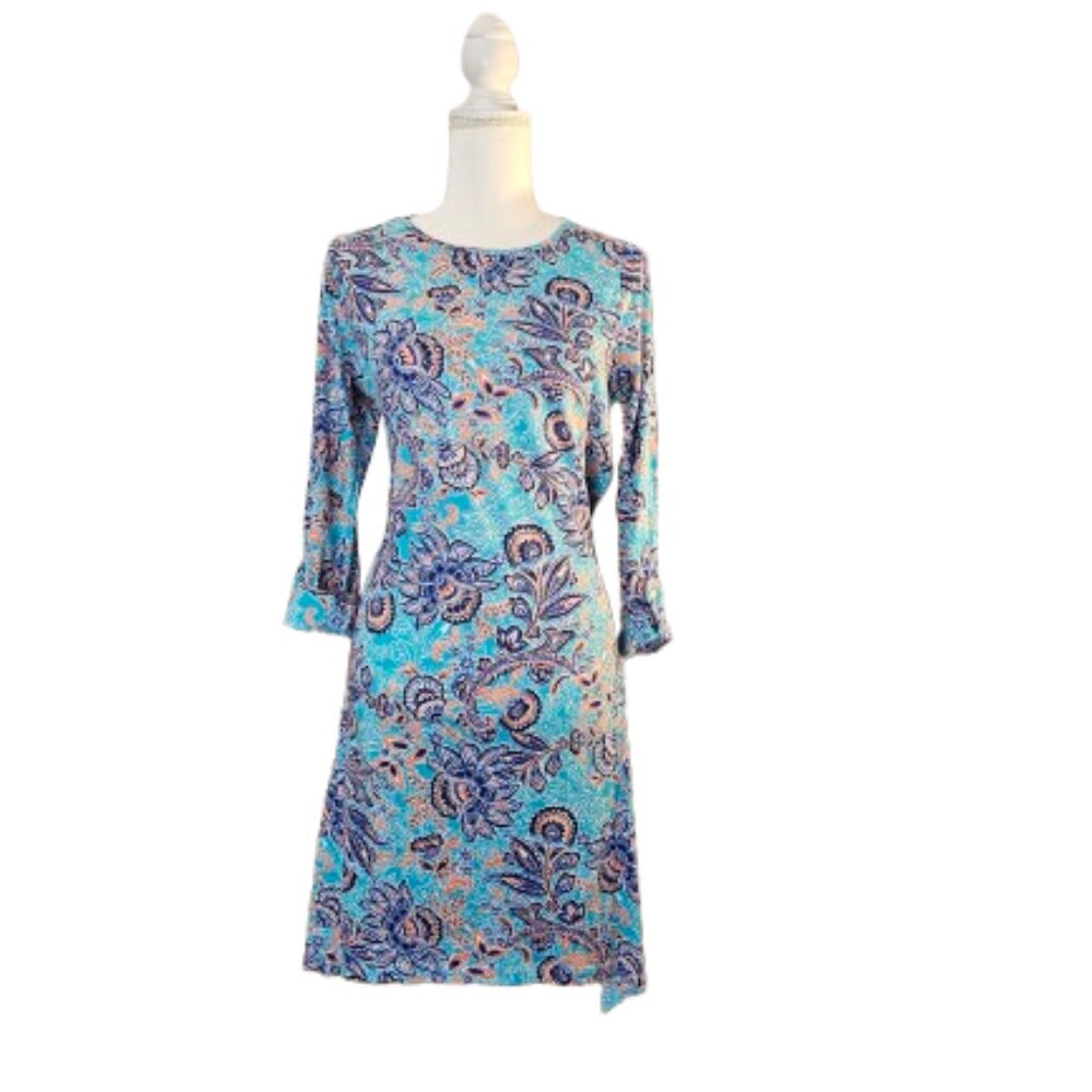 SUNSETS & SWEET TEA WOMEN LONG SLEEVE FLORAL DRESS - SIZE LARGE